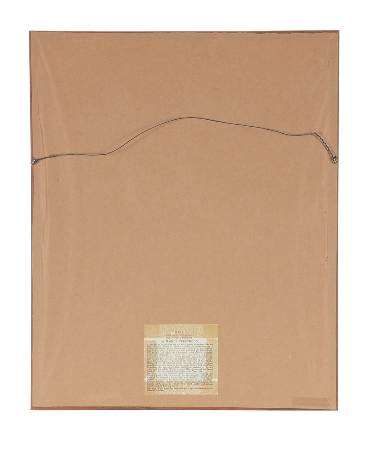 Marion Greenwood Signed Open Edition Reductive Lithograph "Girl"