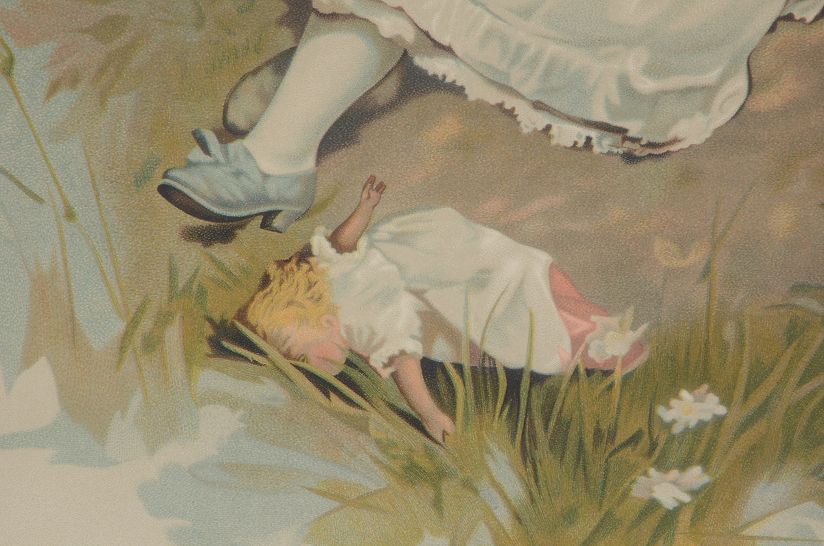 Antique Chromolithograph after John Lawson "Little Miss Muffet"