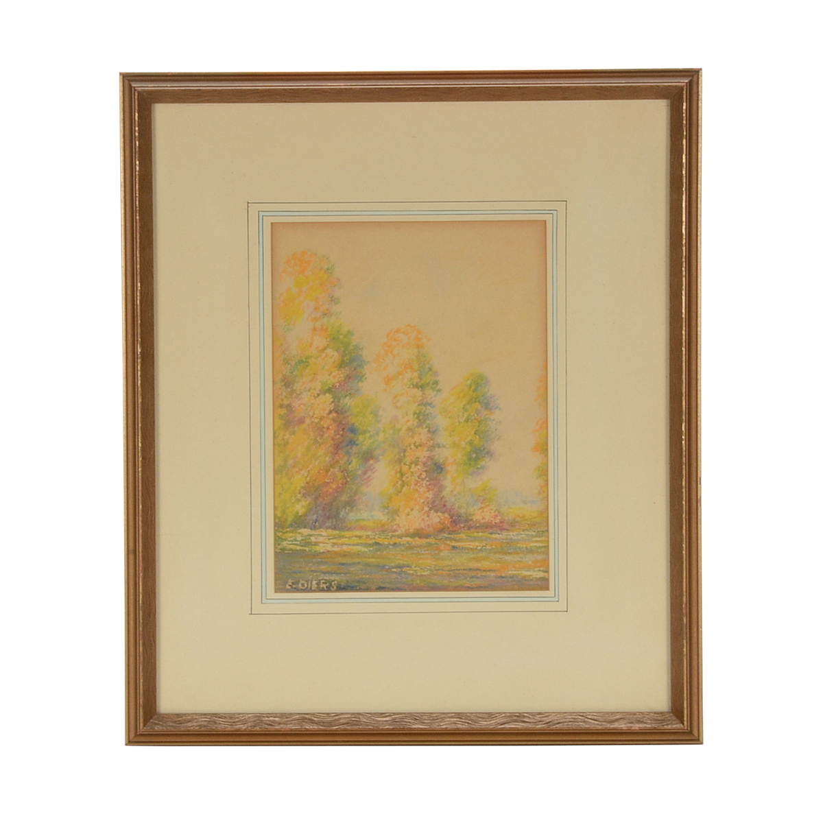 Edward Diers Original Oil Pastel Landscape Drawing