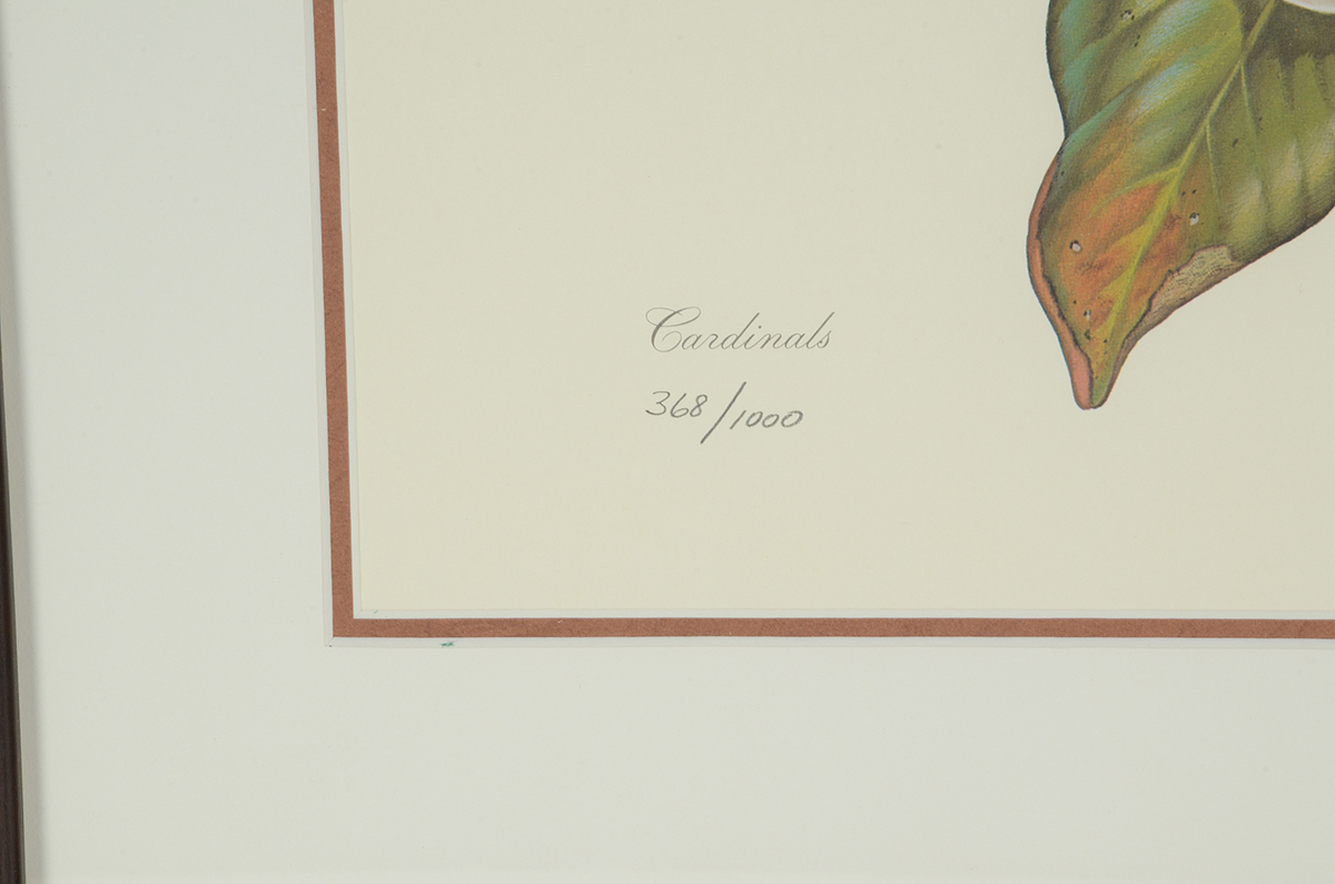 John Ruthven Signed 1967 Limited Edition Offset Lithograph "Cardinals"