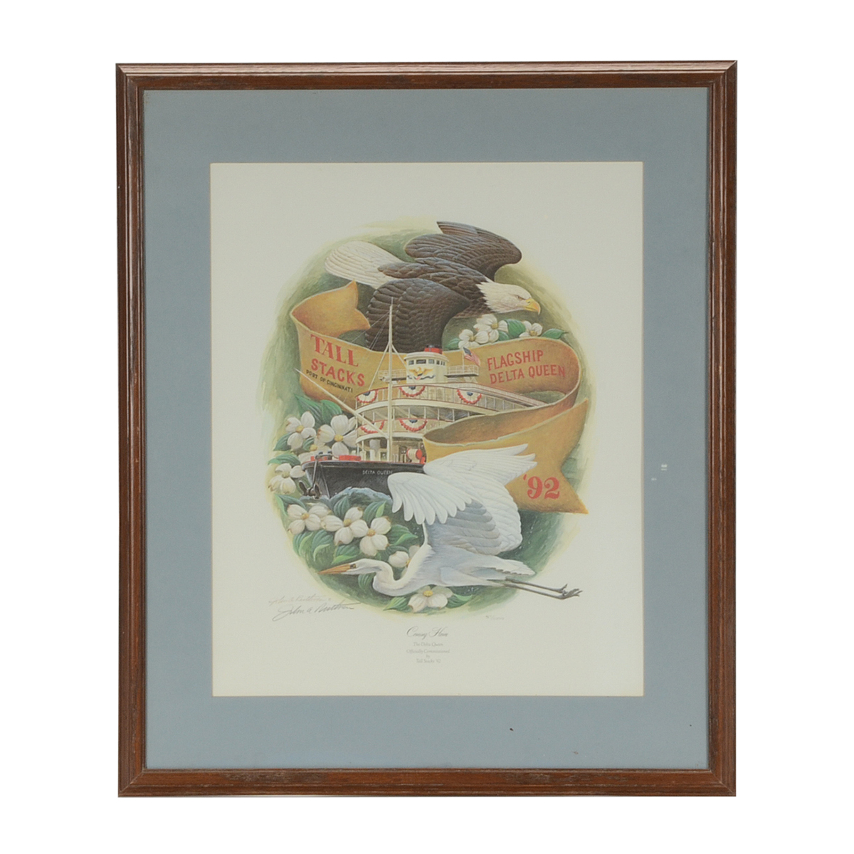 John Ruthven Signed 1992 Limited Edition Offset Lithograph "Coming Home: The Delta Queen"