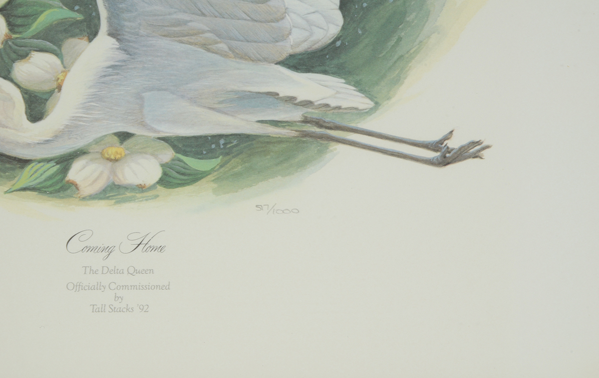 John Ruthven Signed 1992 Limited Edition Offset Lithograph "Coming Home: The Delta Queen"