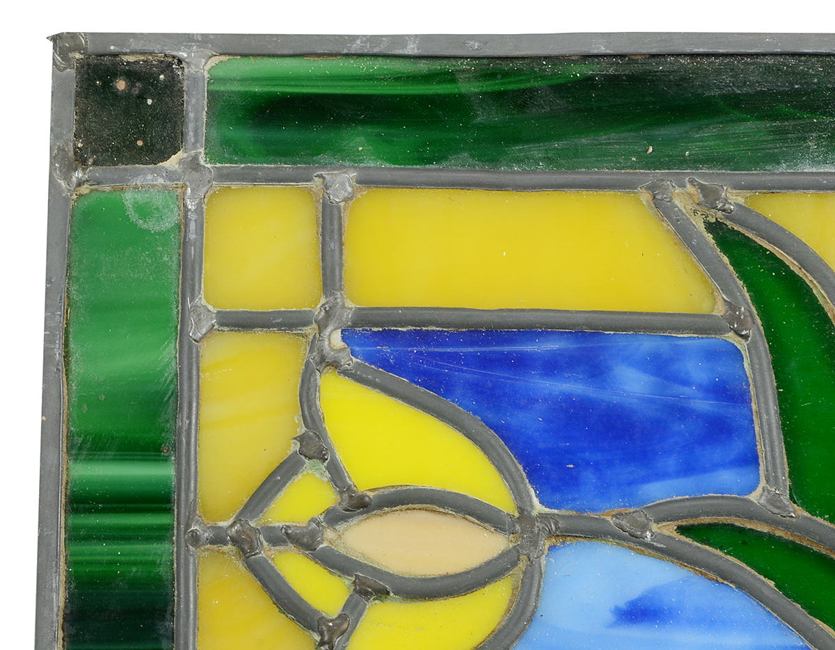 Pair of Antique Stained Glass Panels