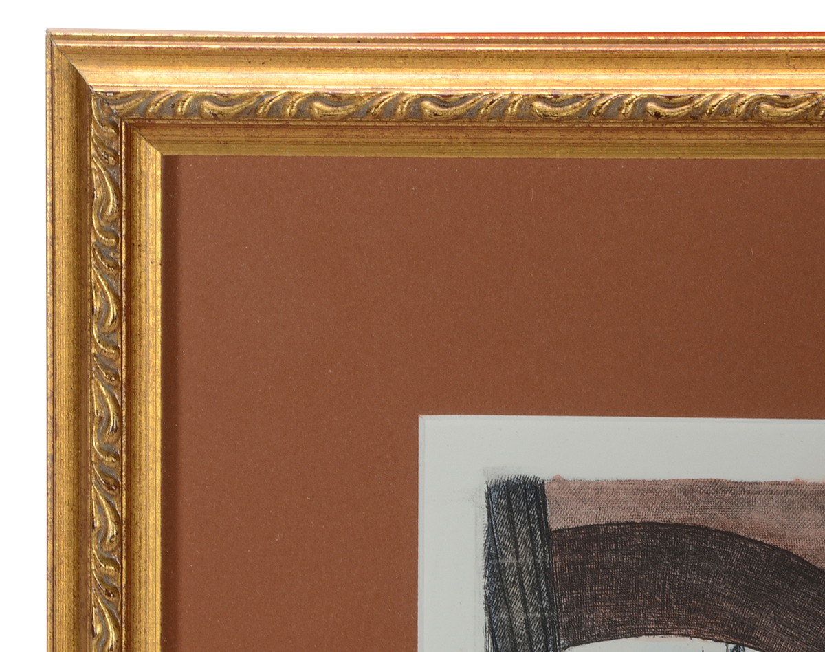 Signed Hand-Colored Etching of German Streetscape