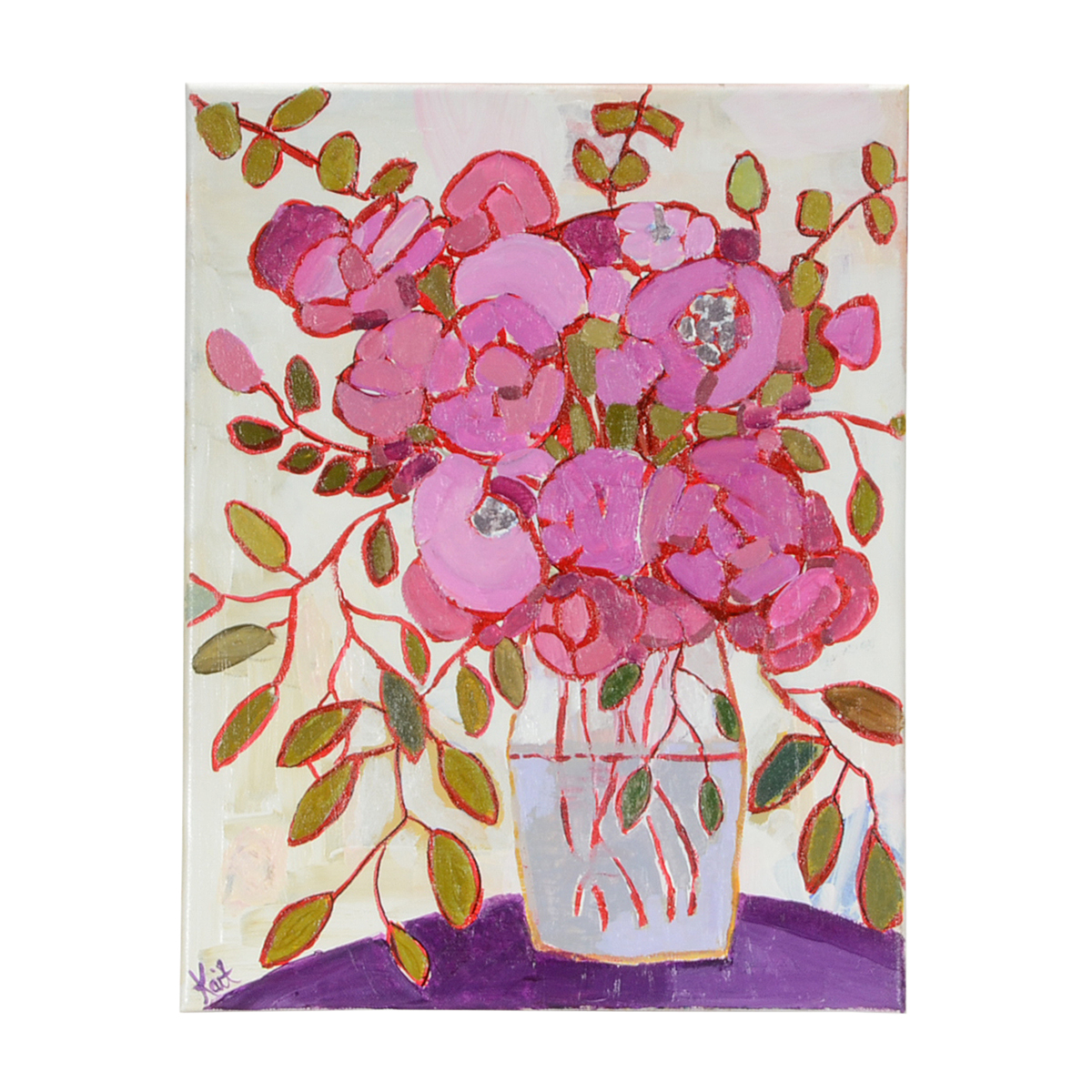 Kaitlin Roberts Original 2017 Contemporary Floral Acrylic on Canvas "Miniature Roses"