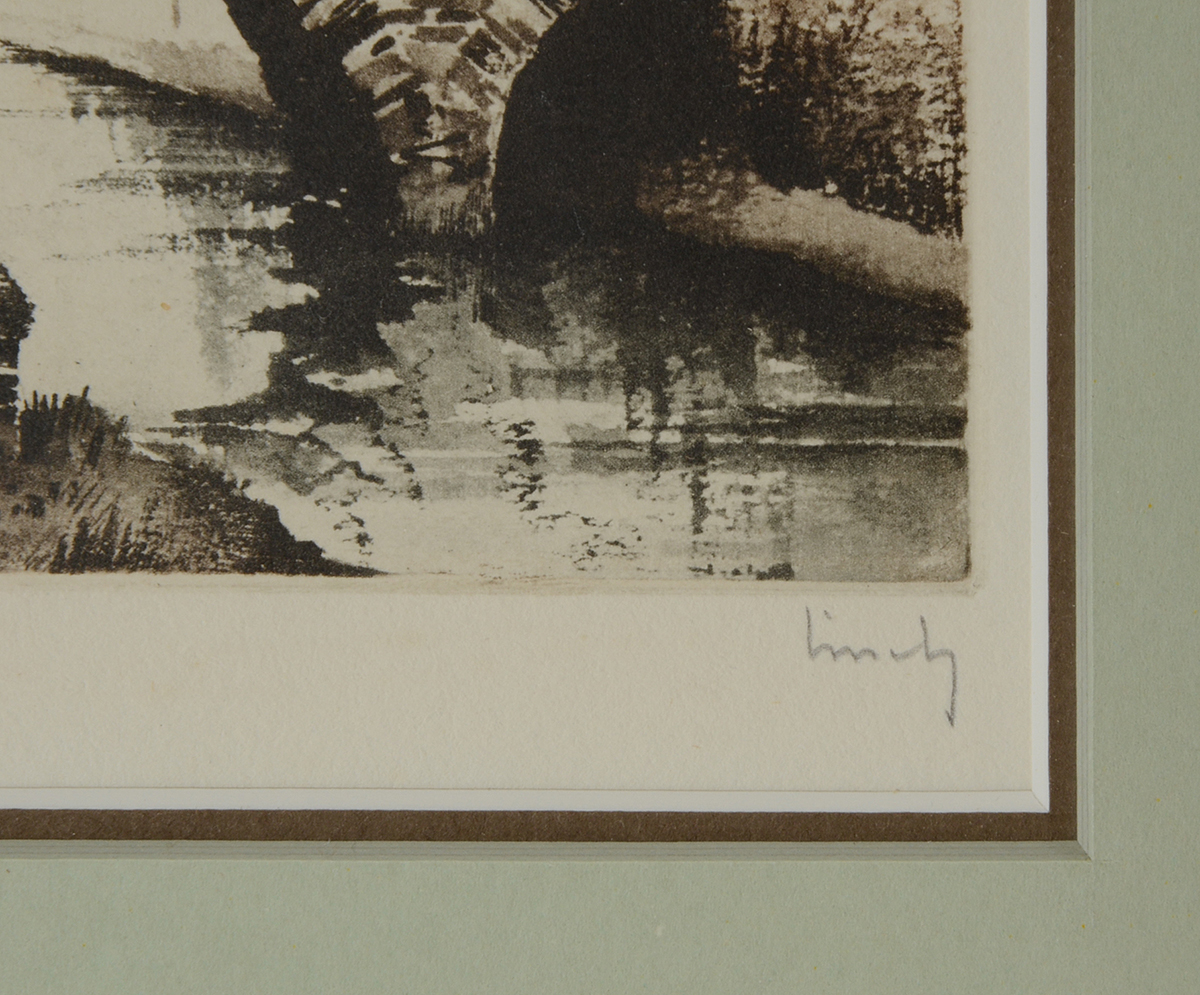 Roger Hebbelinck Mezzotint Etching with Aquatint"Bruges"