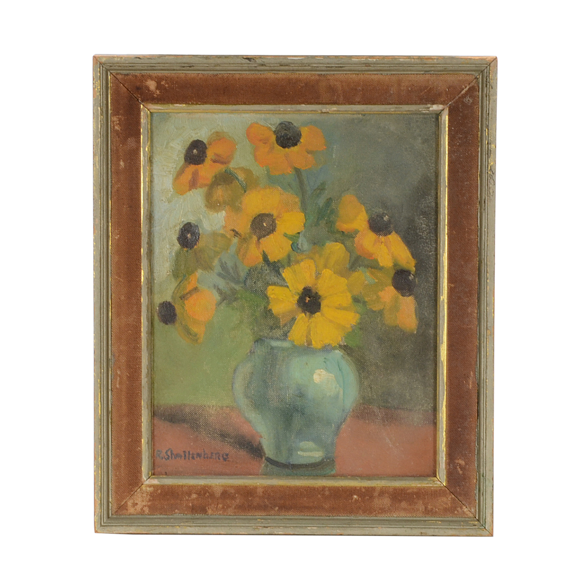 R. Shallenberg Original Floral Still Life Oil on Canvas Board