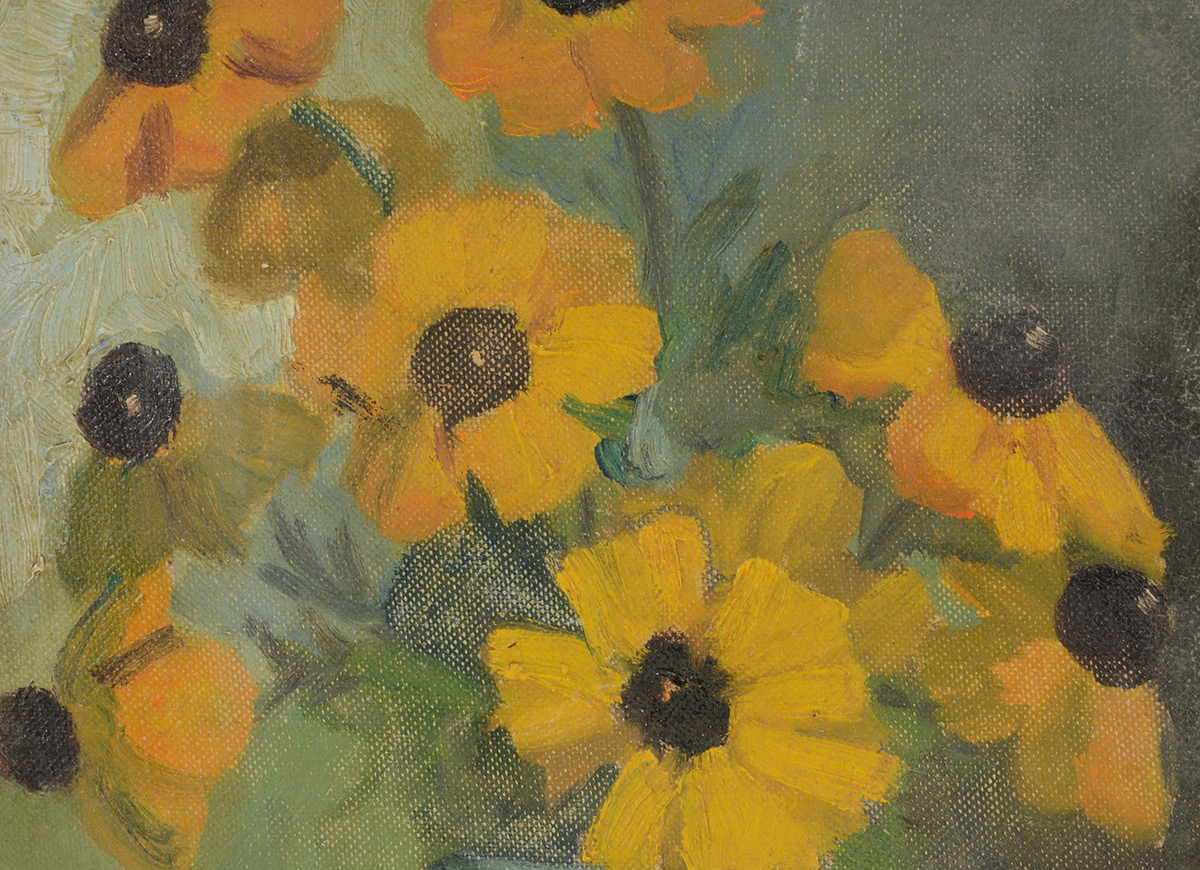 R. Shallenberg Original Floral Still Life Oil on Canvas Board