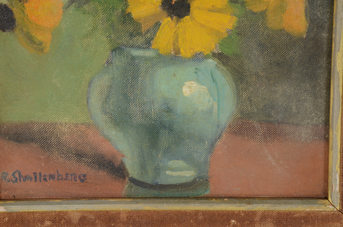 R. Shallenberg Original Floral Still Life Oil on Canvas Board