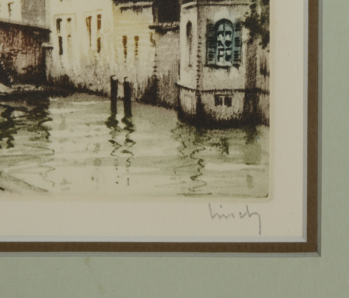 Roger Hebbelinck Aquatint Etching "Bruges"