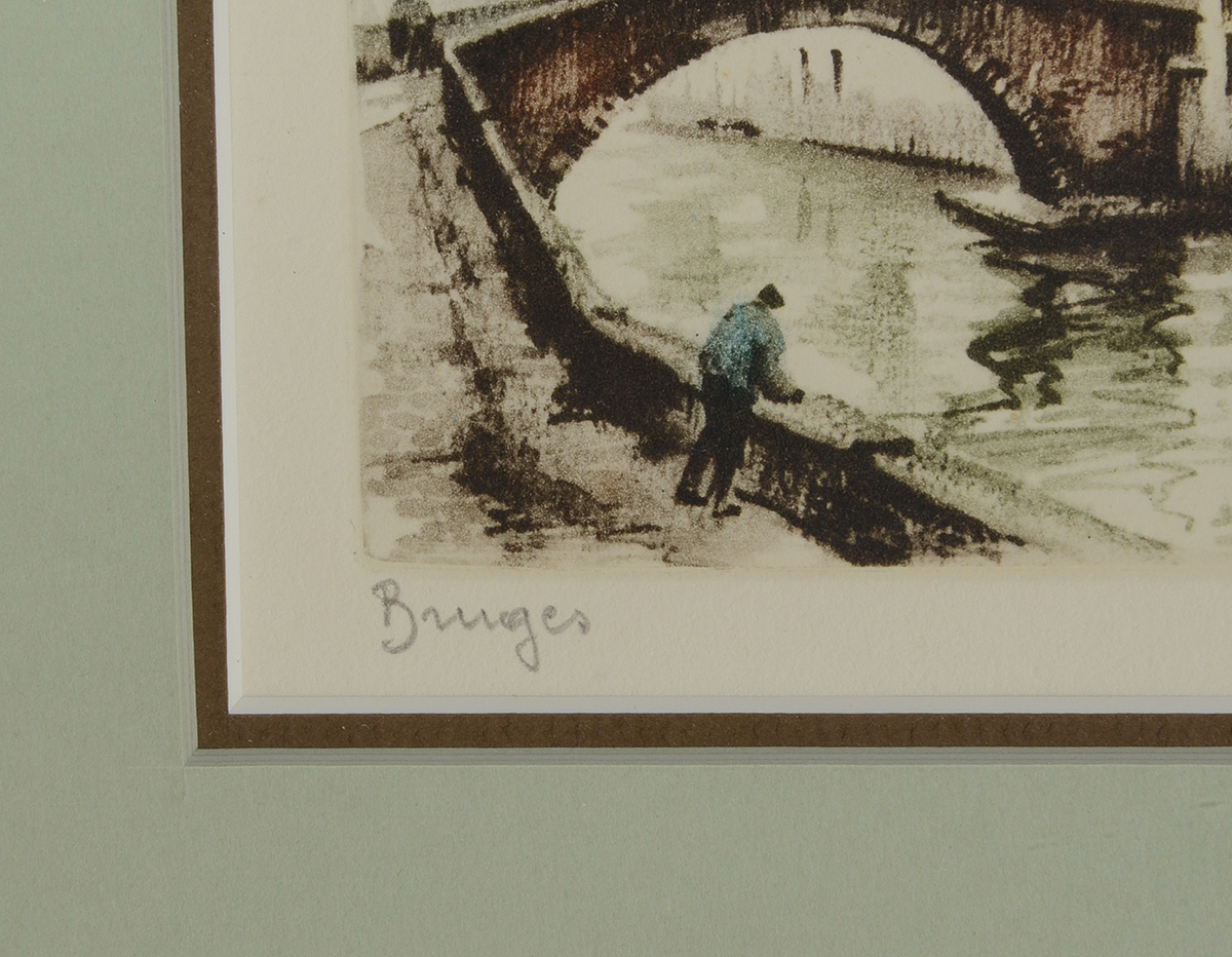 Roger Hebbelinck Aquatint Etching "Bruges"