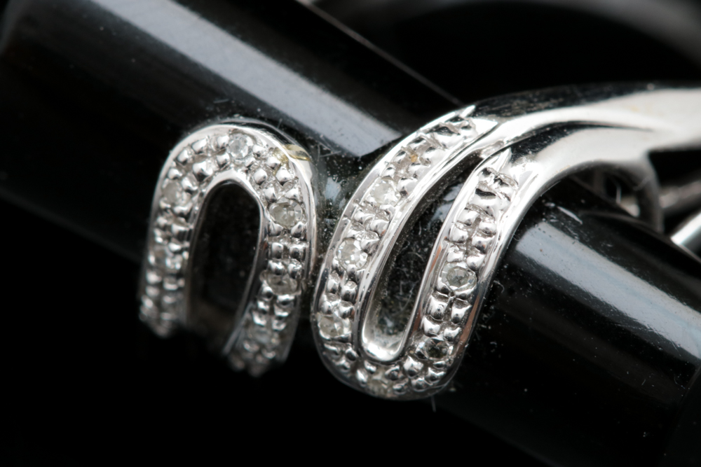 14K White Gold, Black Chalcedony and Diamond Ring