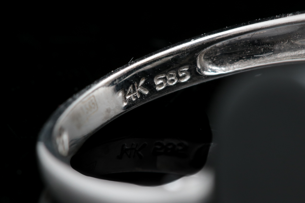 14K White Gold, Black Chalcedony and Diamond Ring