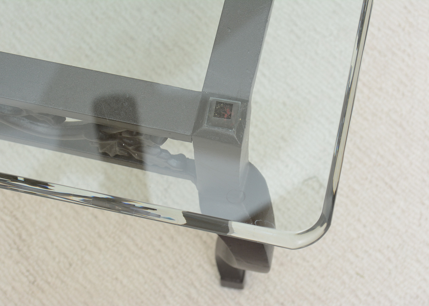 Grape Motif Wrought Iron Glass Top Coffee Table