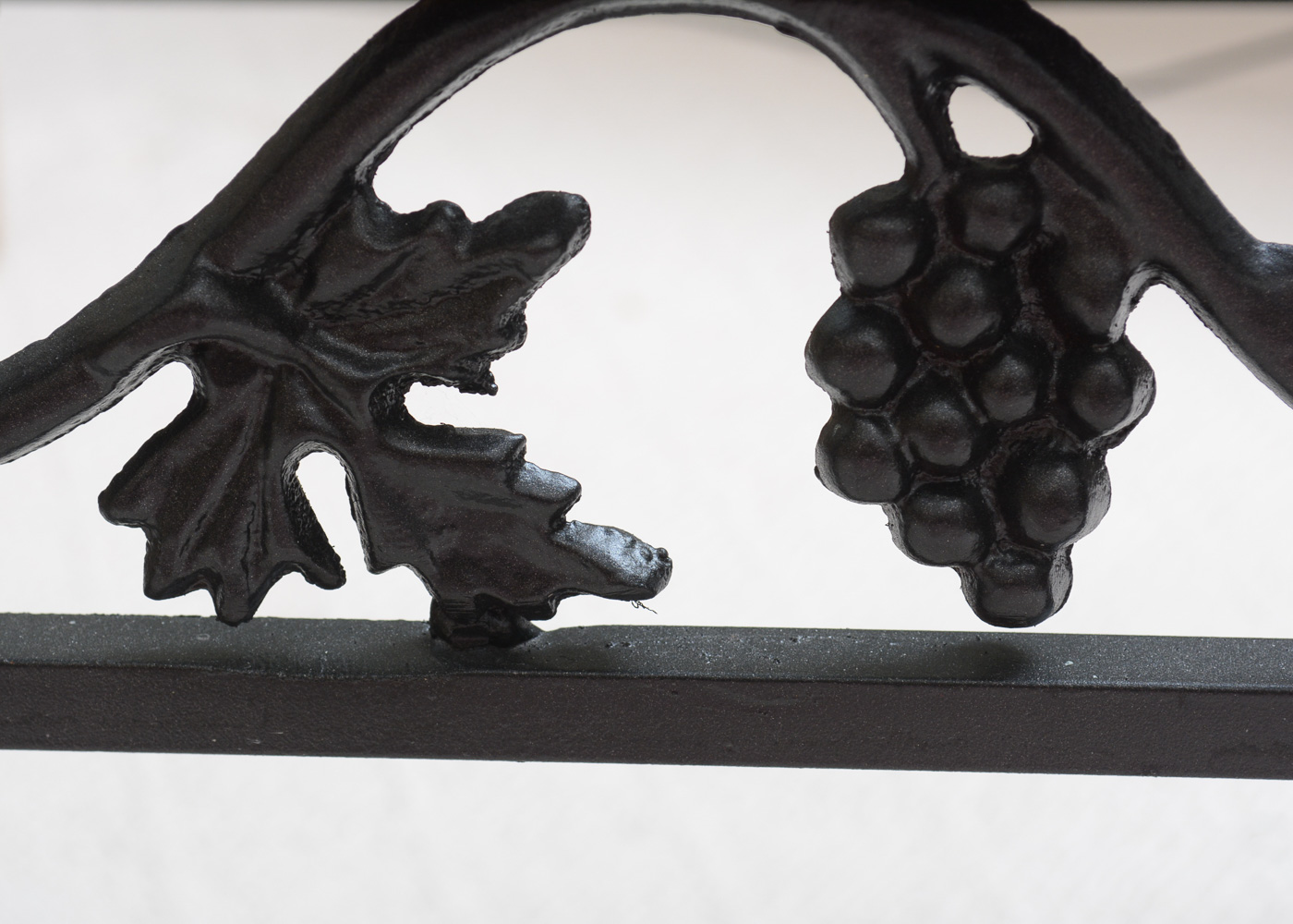 Grape Motif Wrought Iron Glass Top Coffee Table