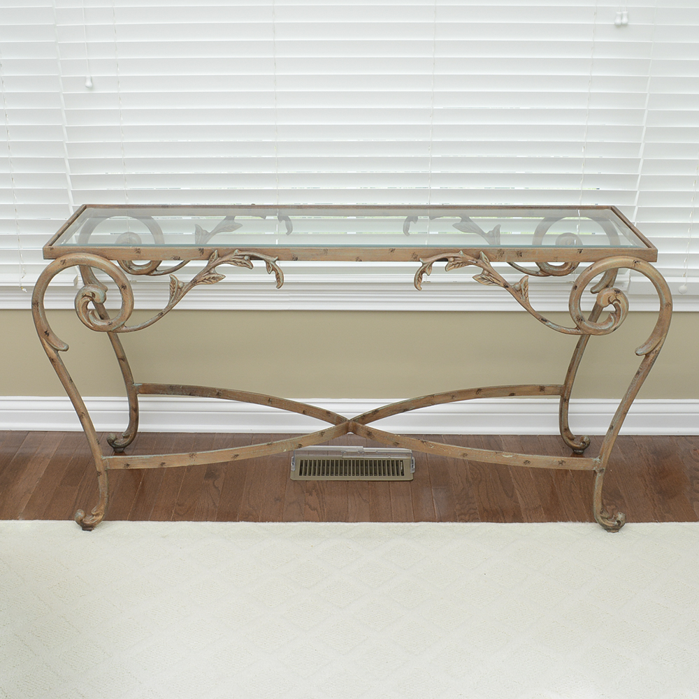 Metal Console Table With Glass Top