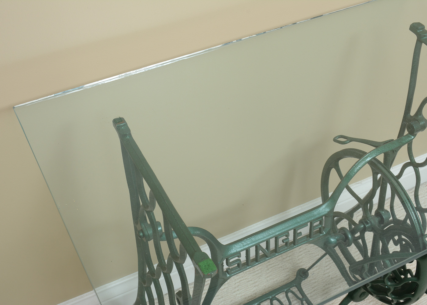 Converted Antique Singer Sewing Table with Glass Top