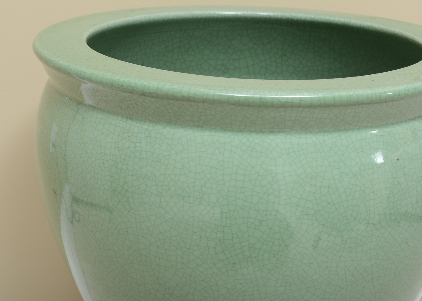 Celadon Planter with Wooden Stand