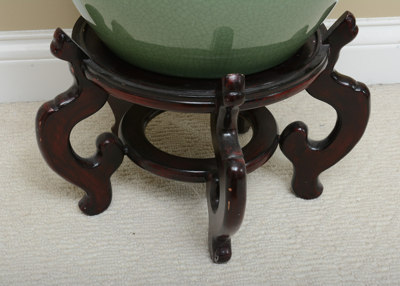 Celadon Planter with Wooden Stand