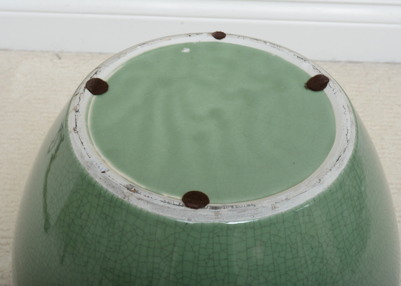 Celadon Planter with Wooden Stand