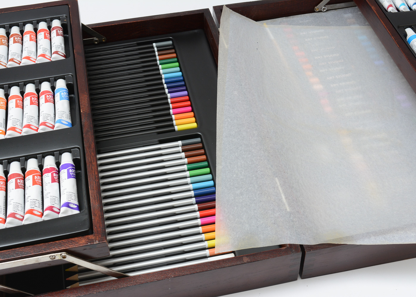 Wooden Easel and Art Supplies