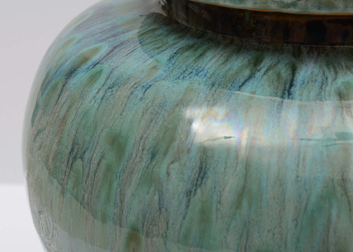 Glazed Terracotta Ginger Jar with Stand