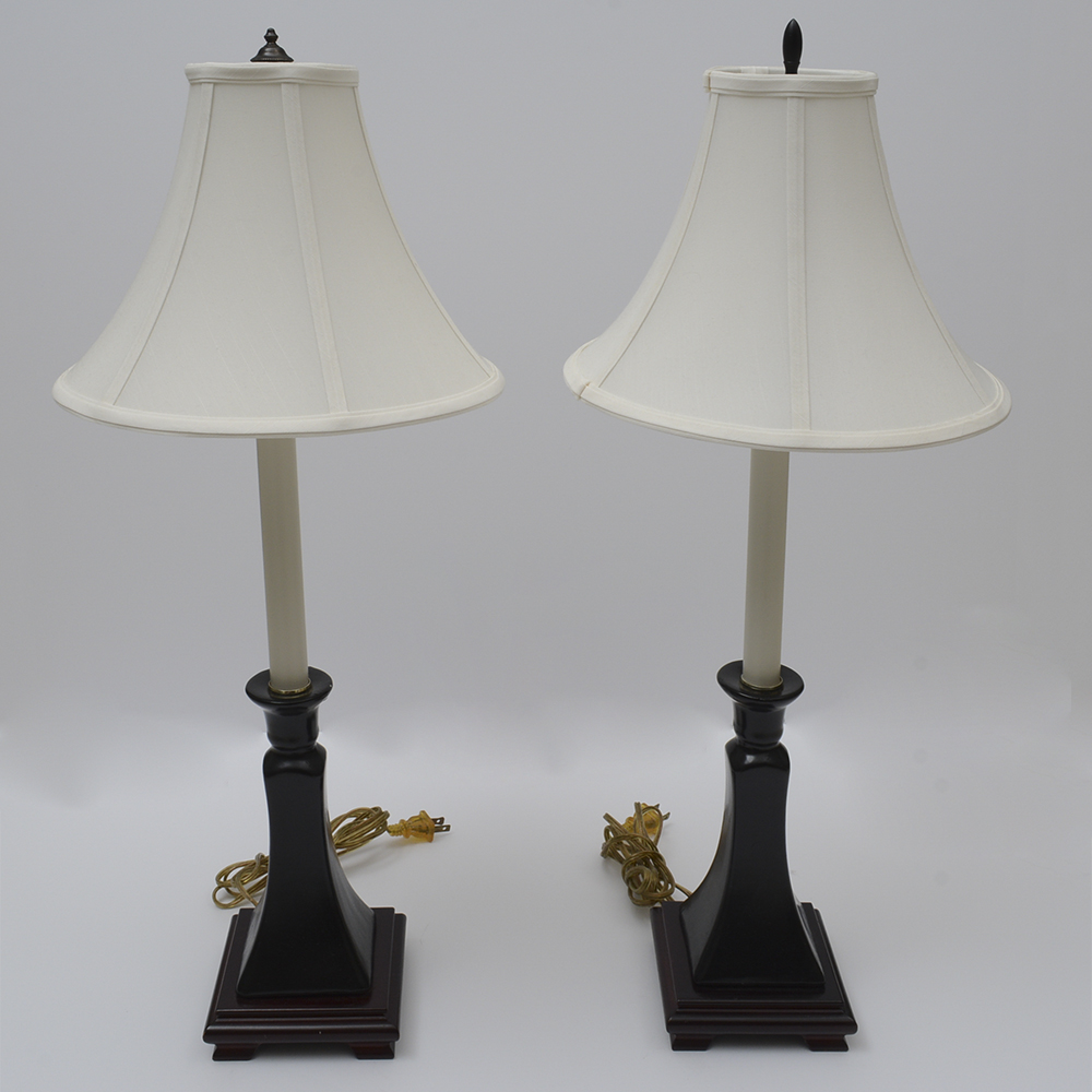 Two Candlestick Style Buffet Lamps