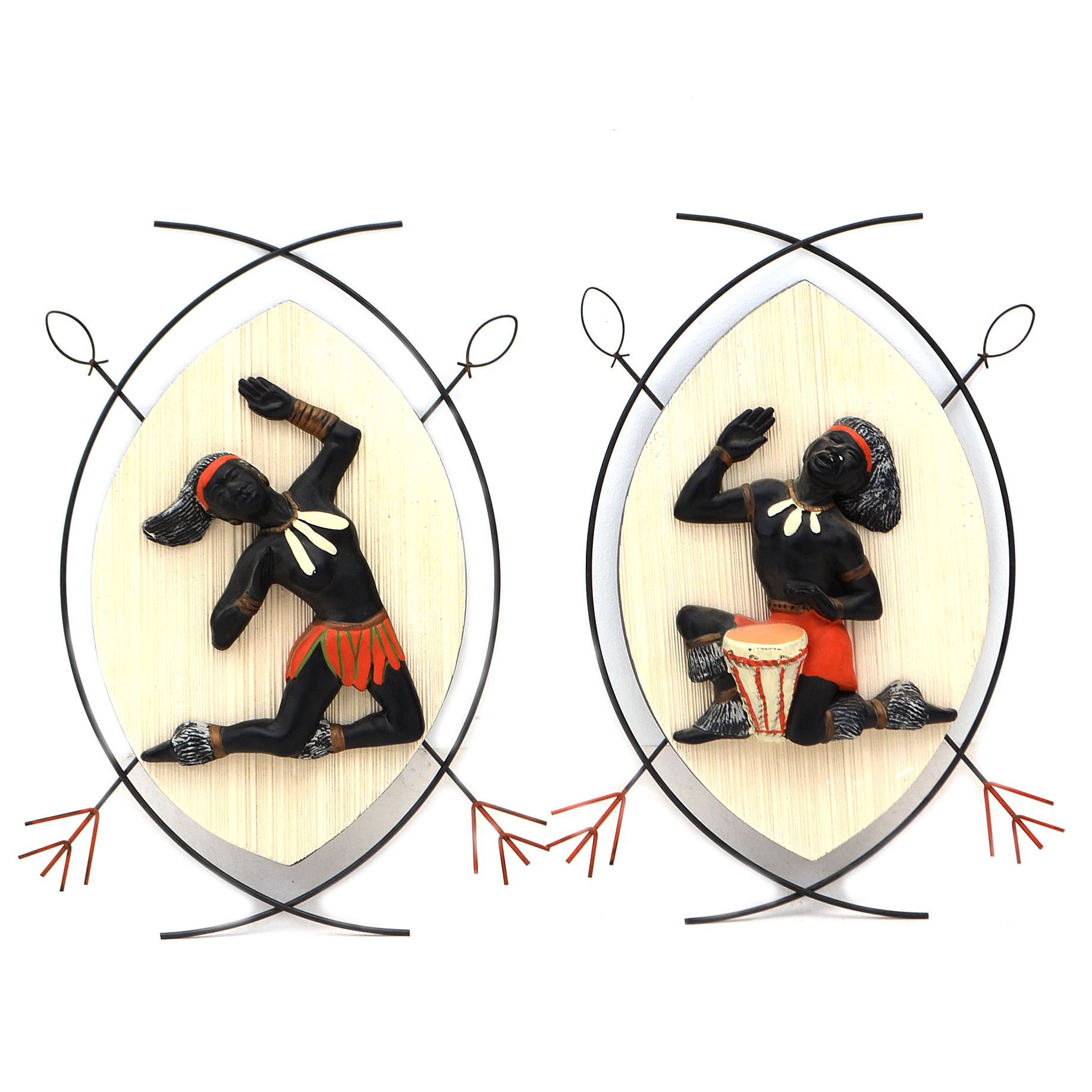 Pair of African Motif Wall Plaques