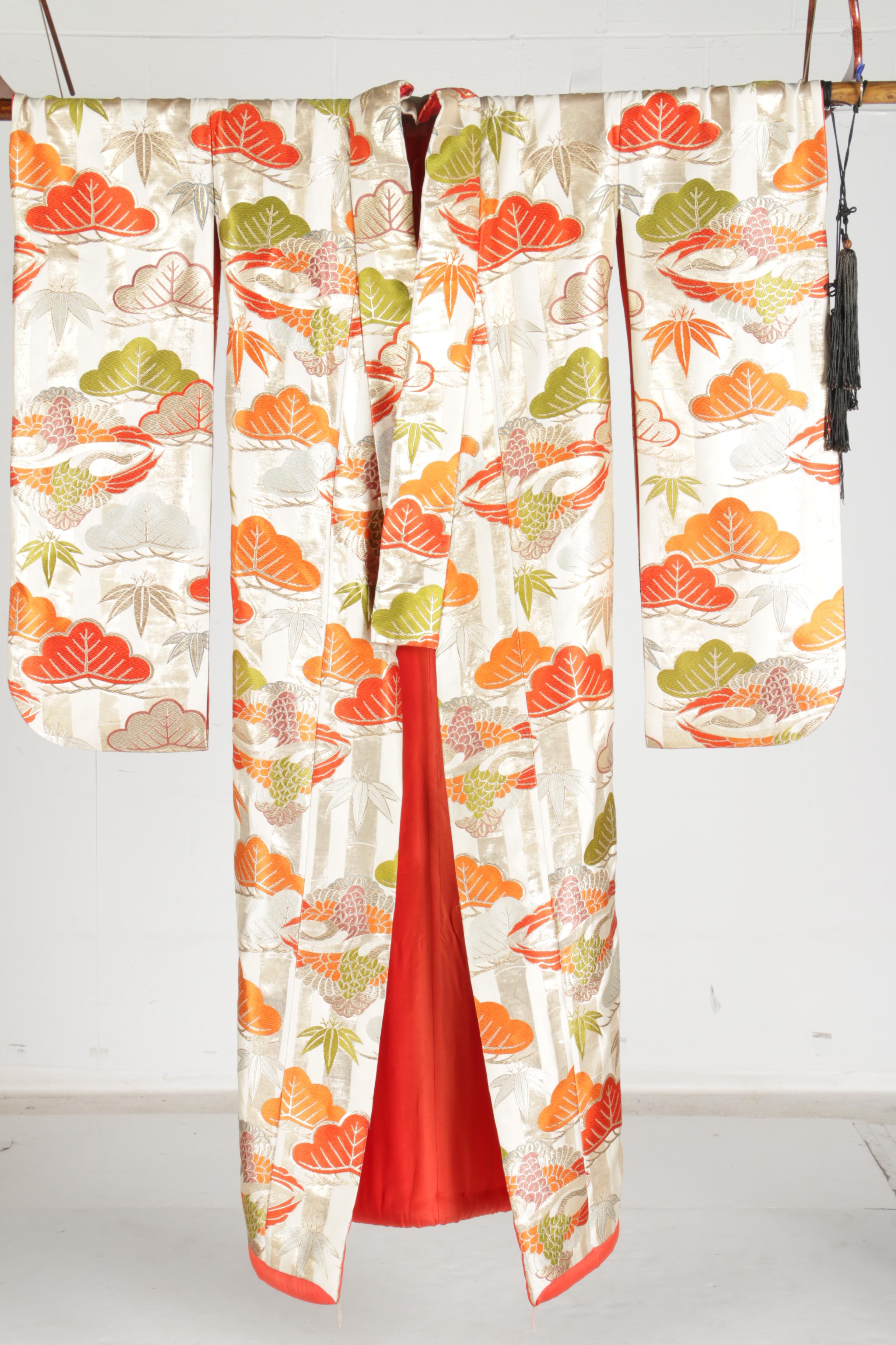 Vintage Japanese Uchikake Wedding Kimono with Display Hanger