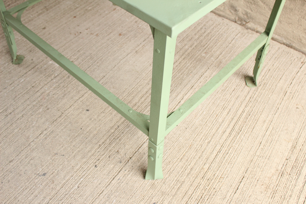 Industrial Mint Green Steel Table