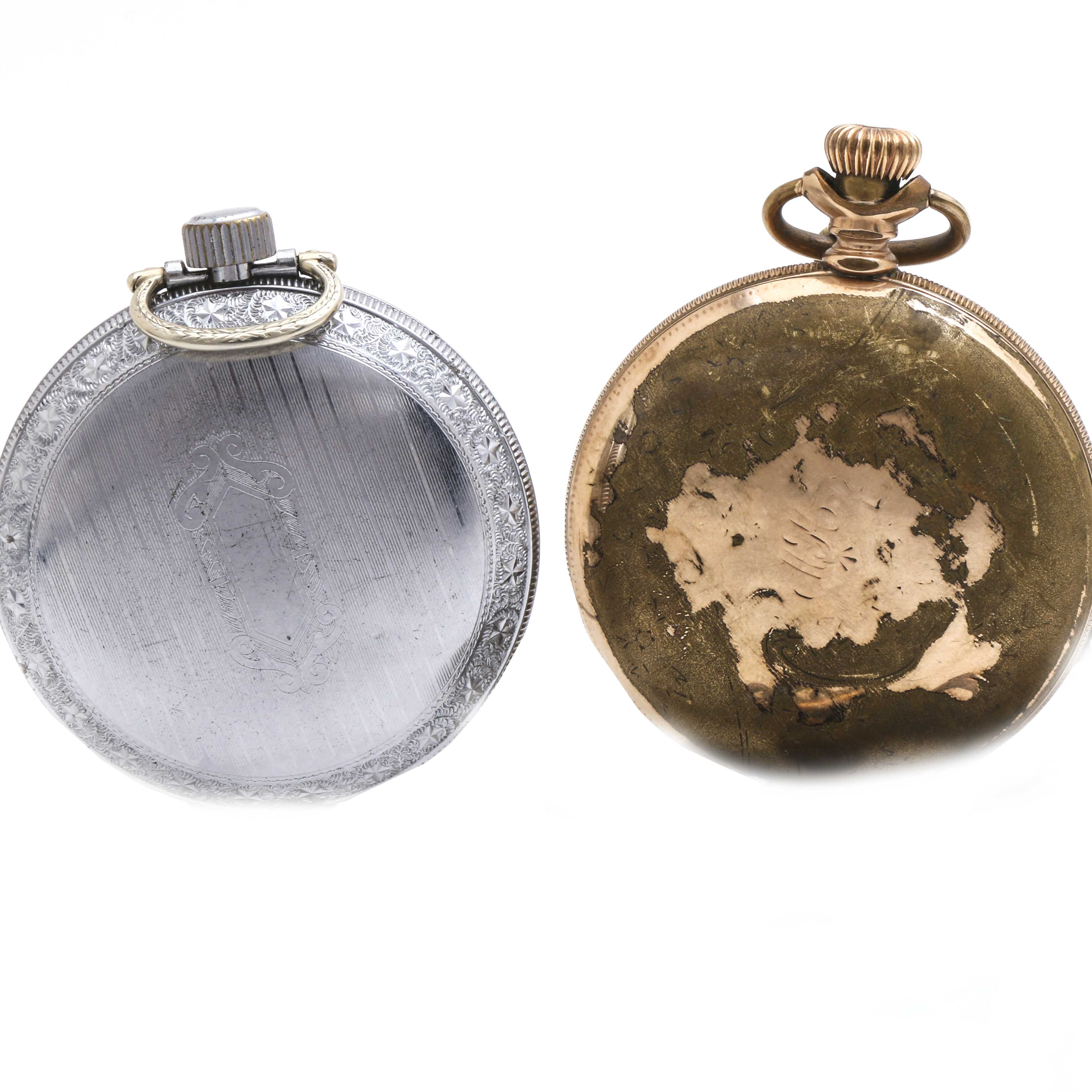 Pair of American Waltham Watch Co. and Elgin Gold Filled and Silver Tone Pocket Watches