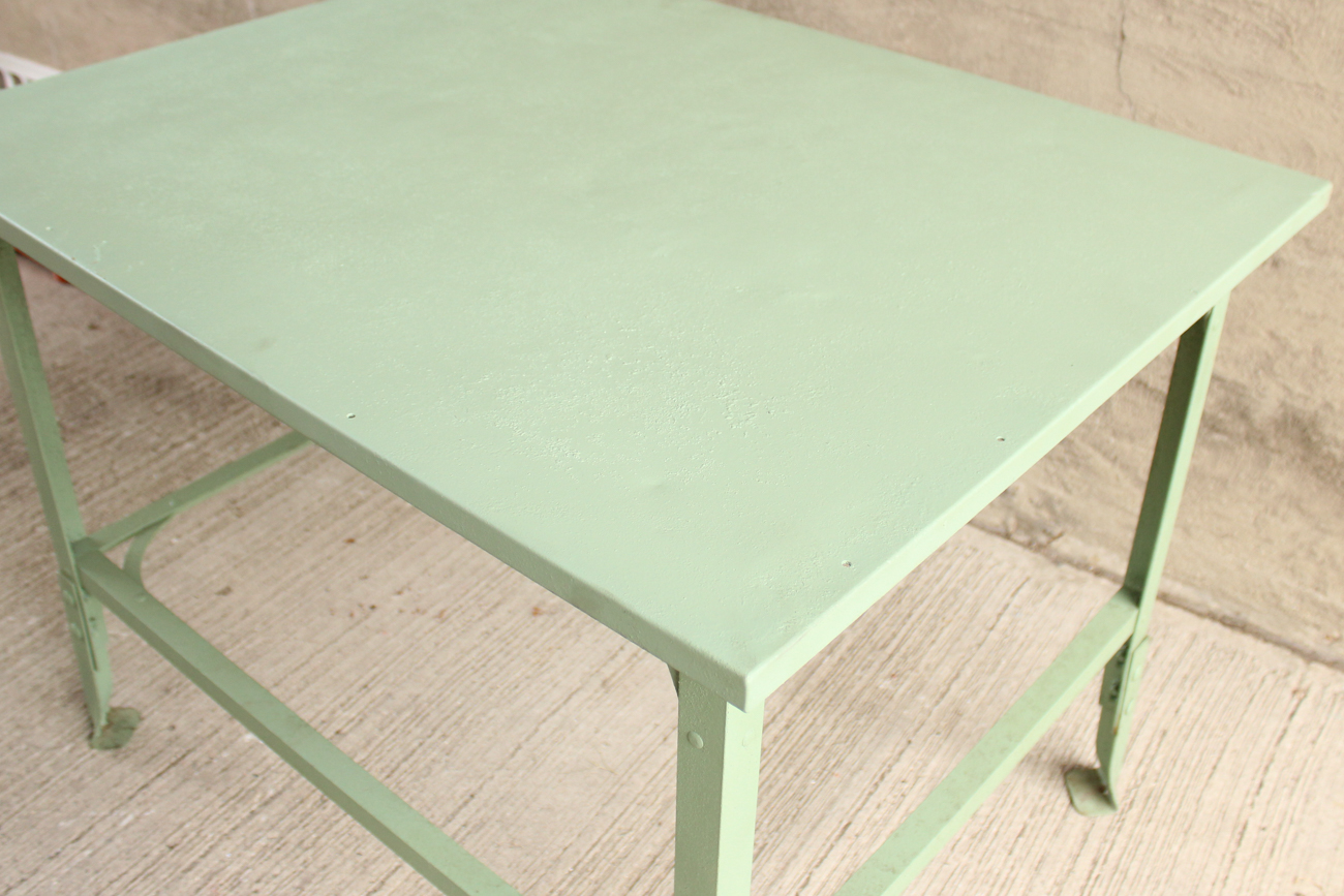 Industrial Mint Green Steel Table