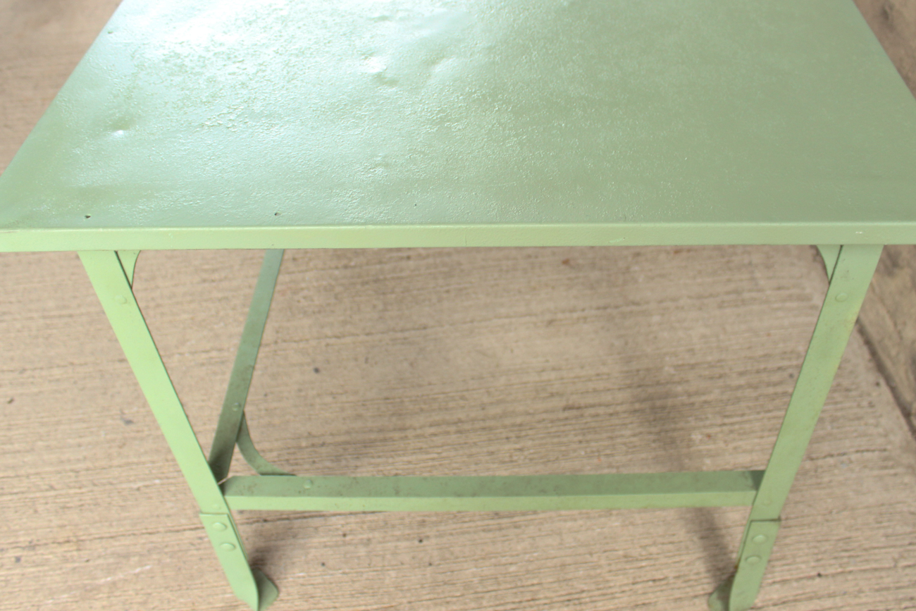 Industrial Mint Green Steel Table