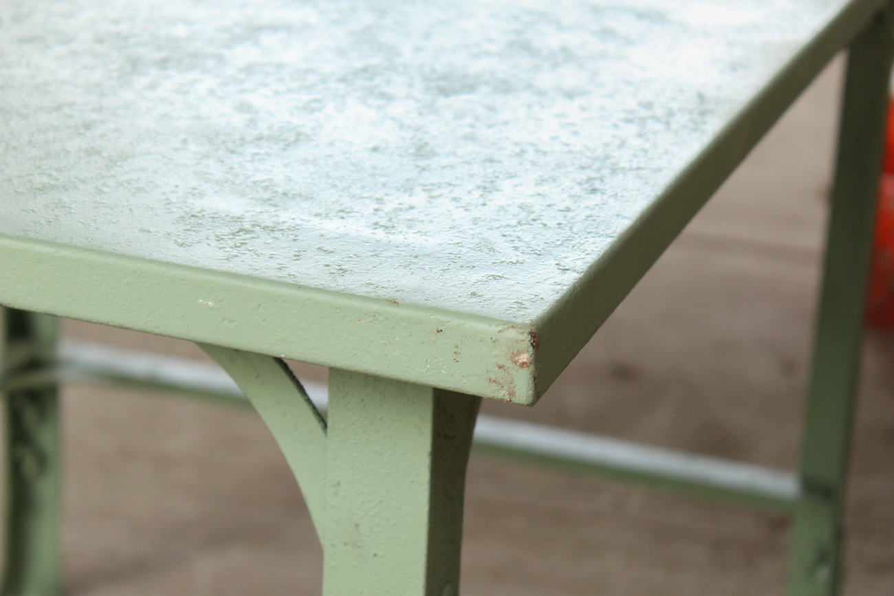Industrial Mint Green Steel Table