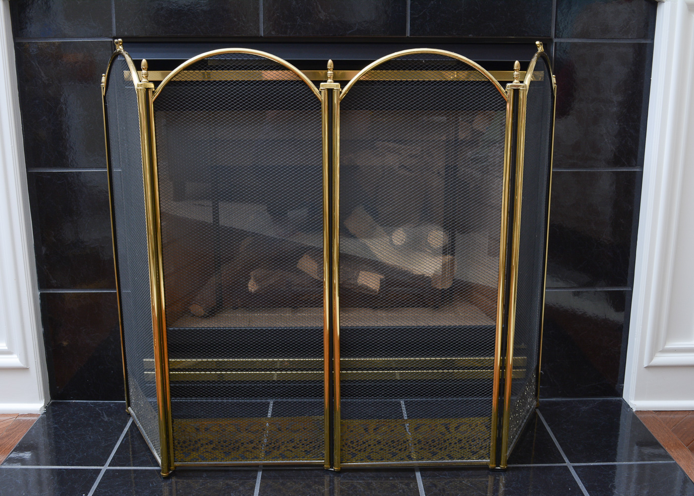 Brass Fireplace Tools and Screen