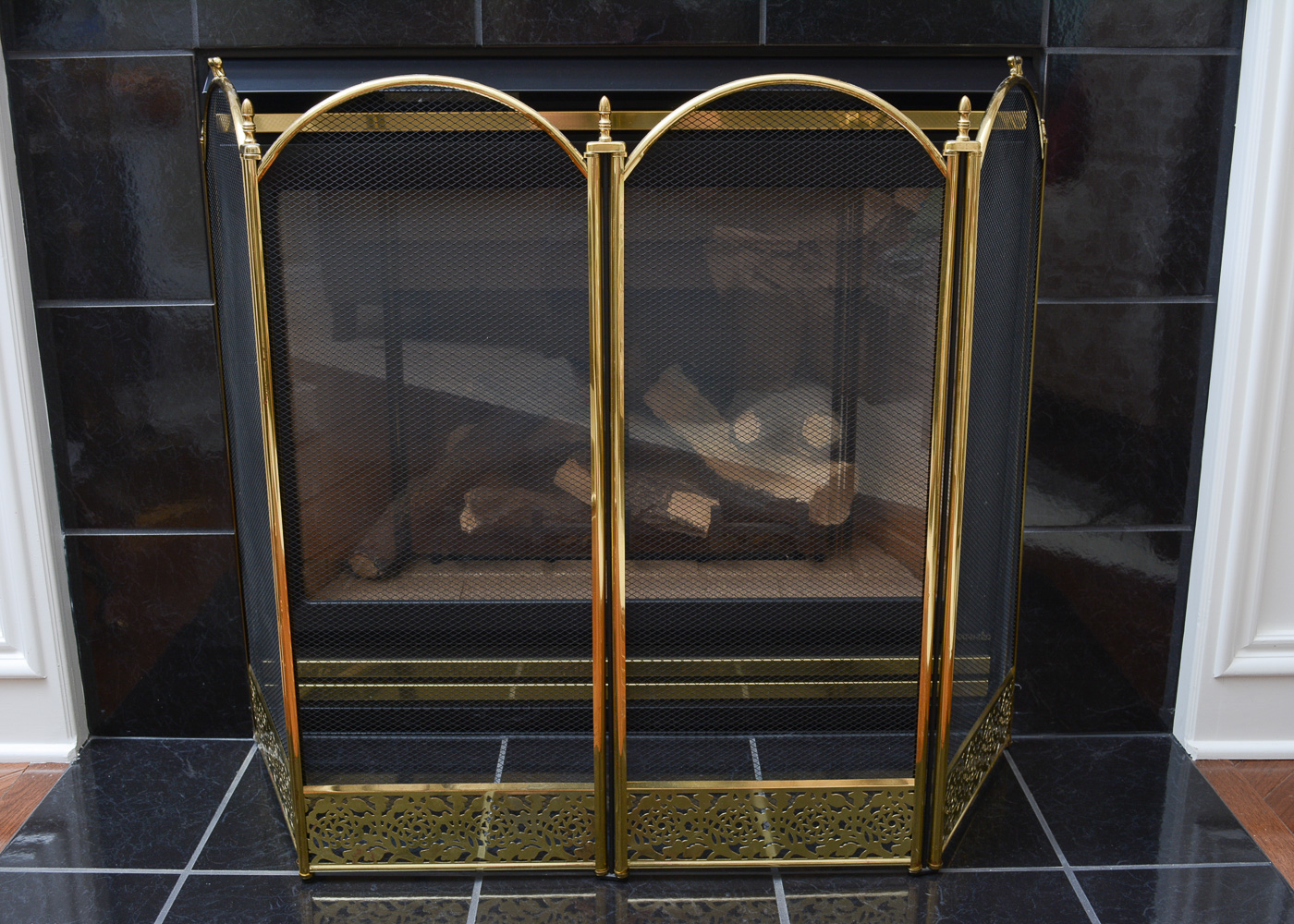 Brass Fireplace Tools and Screen