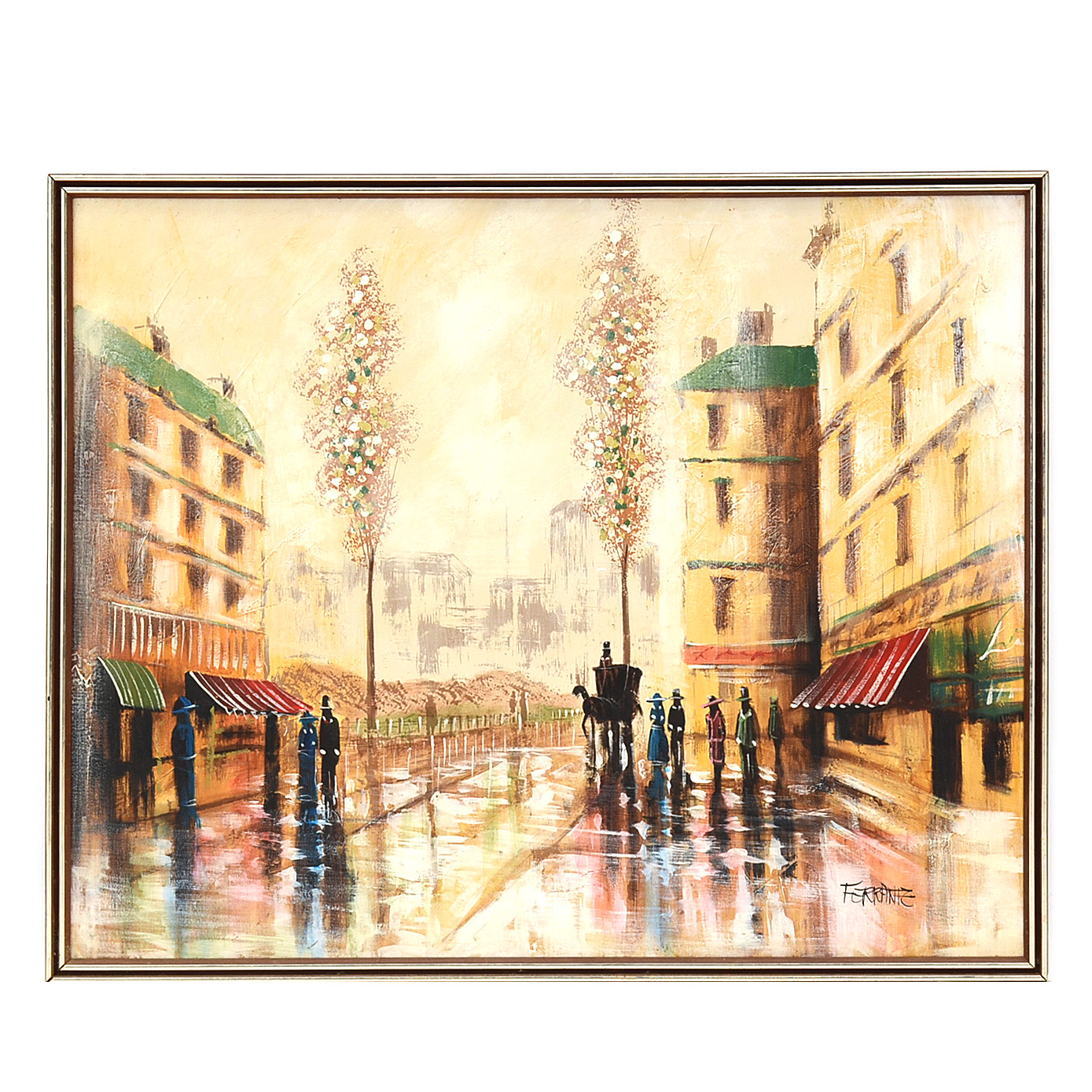 Ferrante Signed Large-Scale Original Oil Street Scene on Canvas