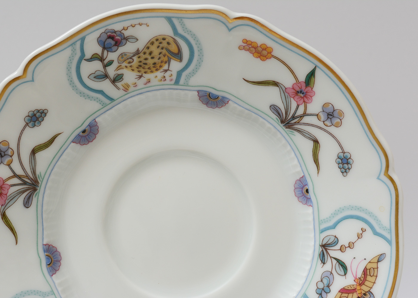 Haviland Limoges "Choiseul Blanc" and "Golden Quail" Teacups and Saucers for Twelve