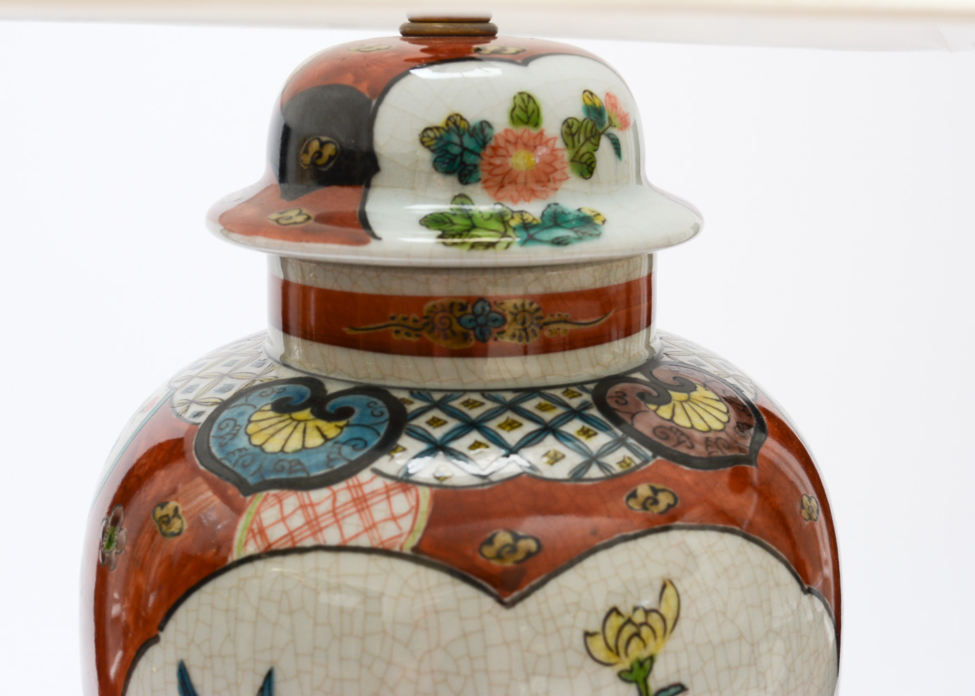 Hand Painted Blue Bird Ginger Jar Table Lamp