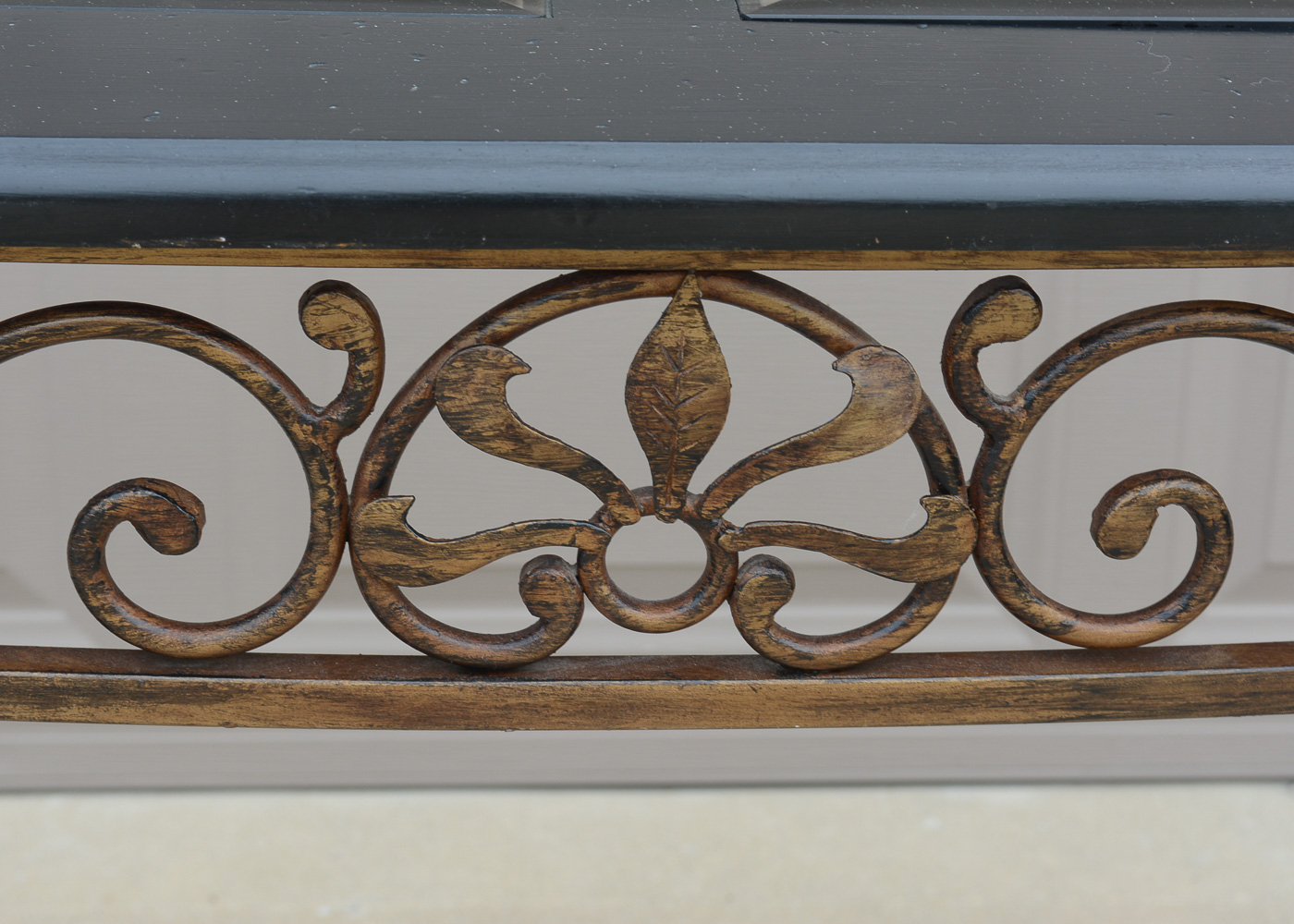 Scrolled Glass Top Console Table