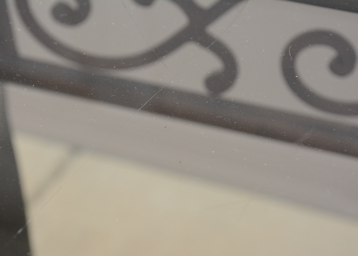 Scrolled Glass Top Console Table