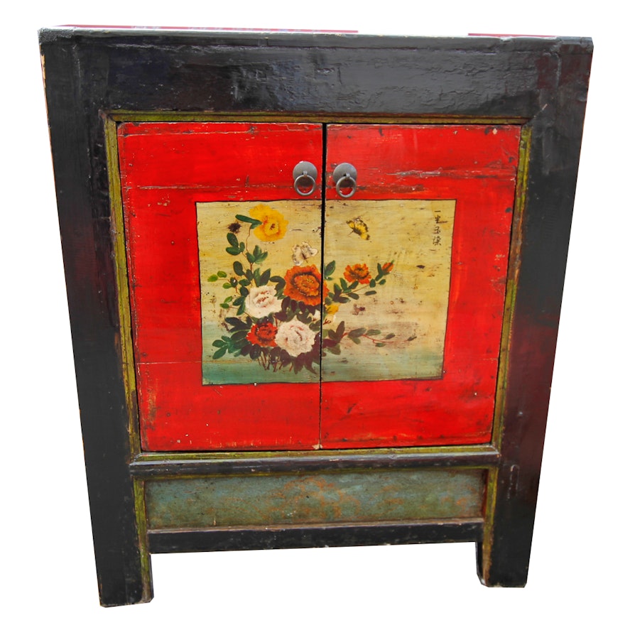 Chinese Black and Red Lacquered Cabinet