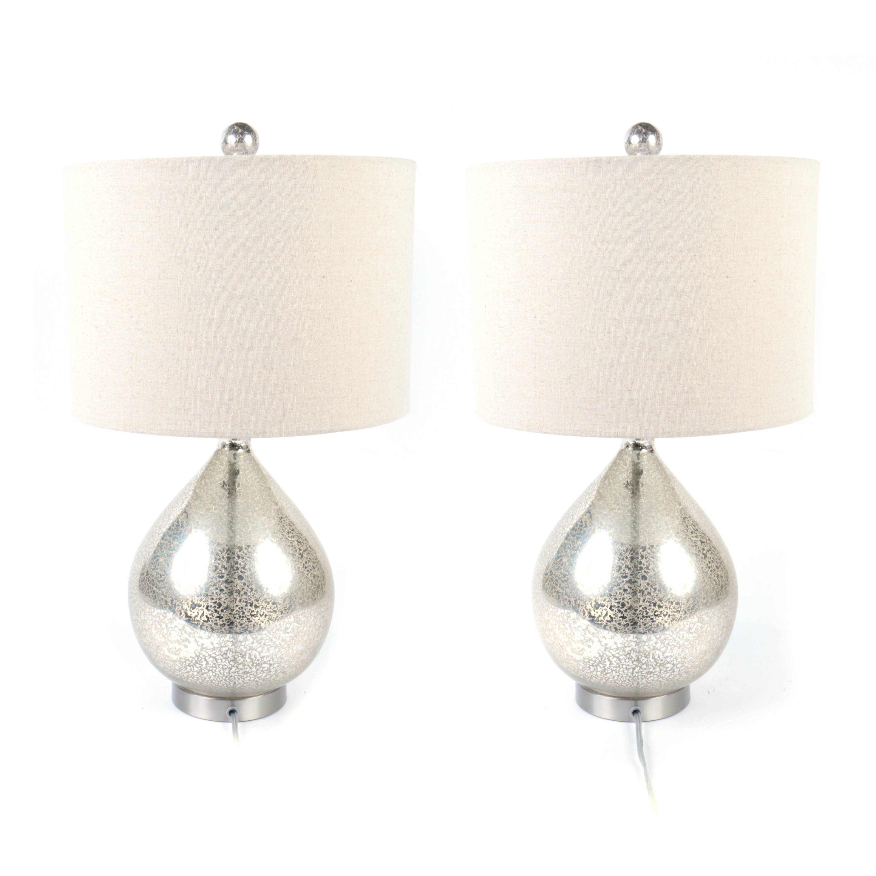Pair of Silver Glass Lamps