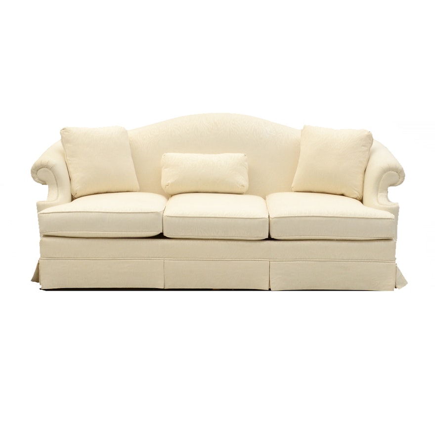 White Contemporary Damask Sofa by Thomasville