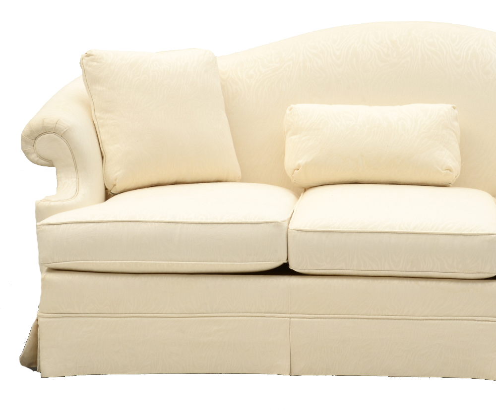White Contemporary Damask Sofa by Thomasville