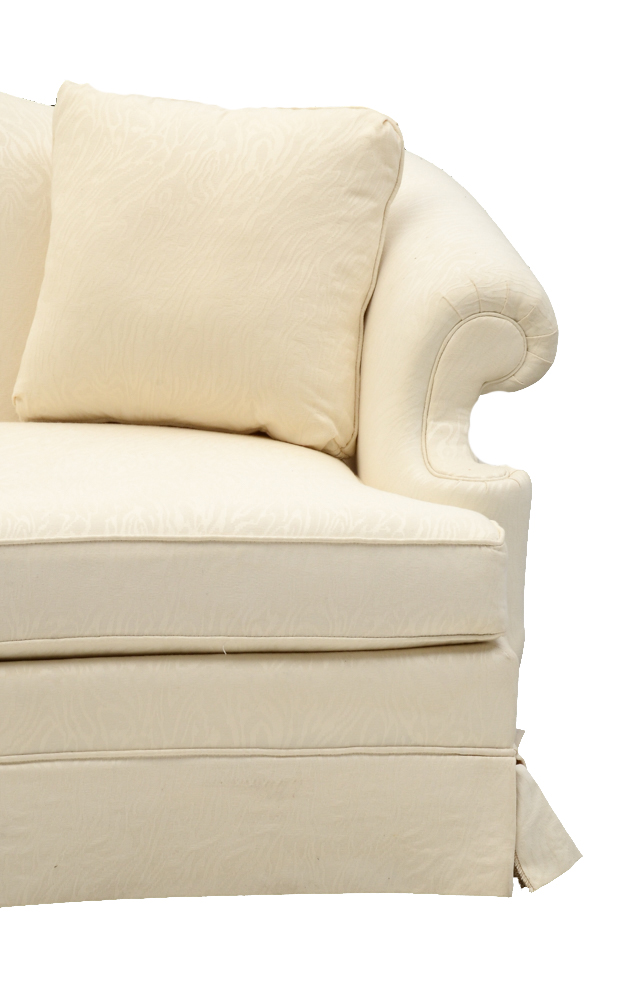 White Contemporary Damask Sofa by Thomasville