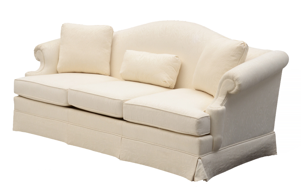 White Contemporary Damask Sofa by Thomasville