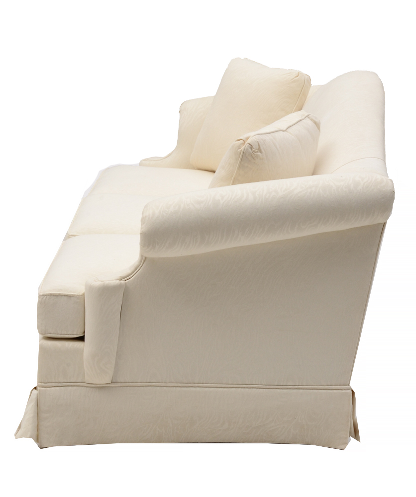 White Contemporary Damask Sofa by Thomasville