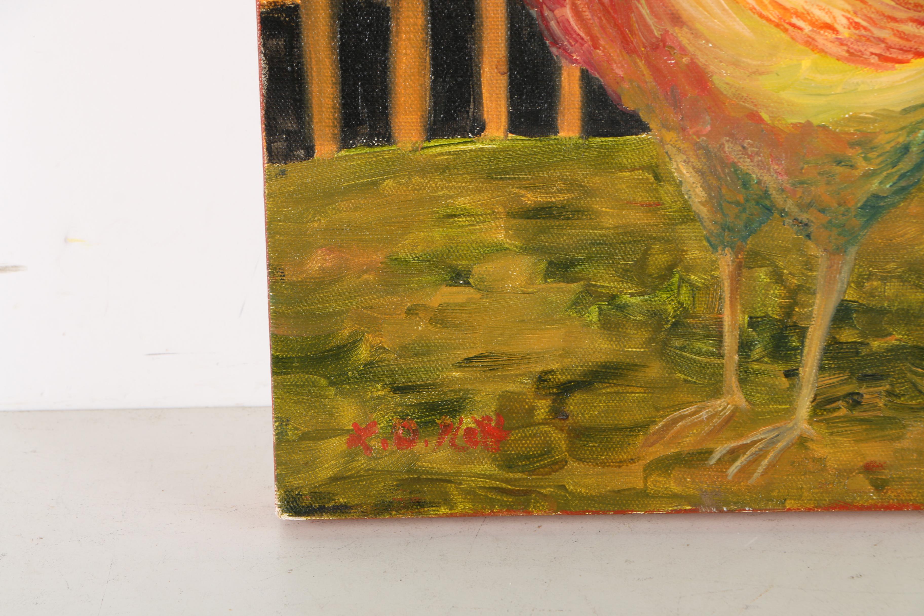 K. D. Platt Oil Painting on Canvas "Rooster II"