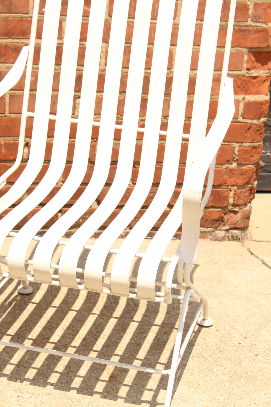 Pair of White Metal Outdoor Rocking Chairs